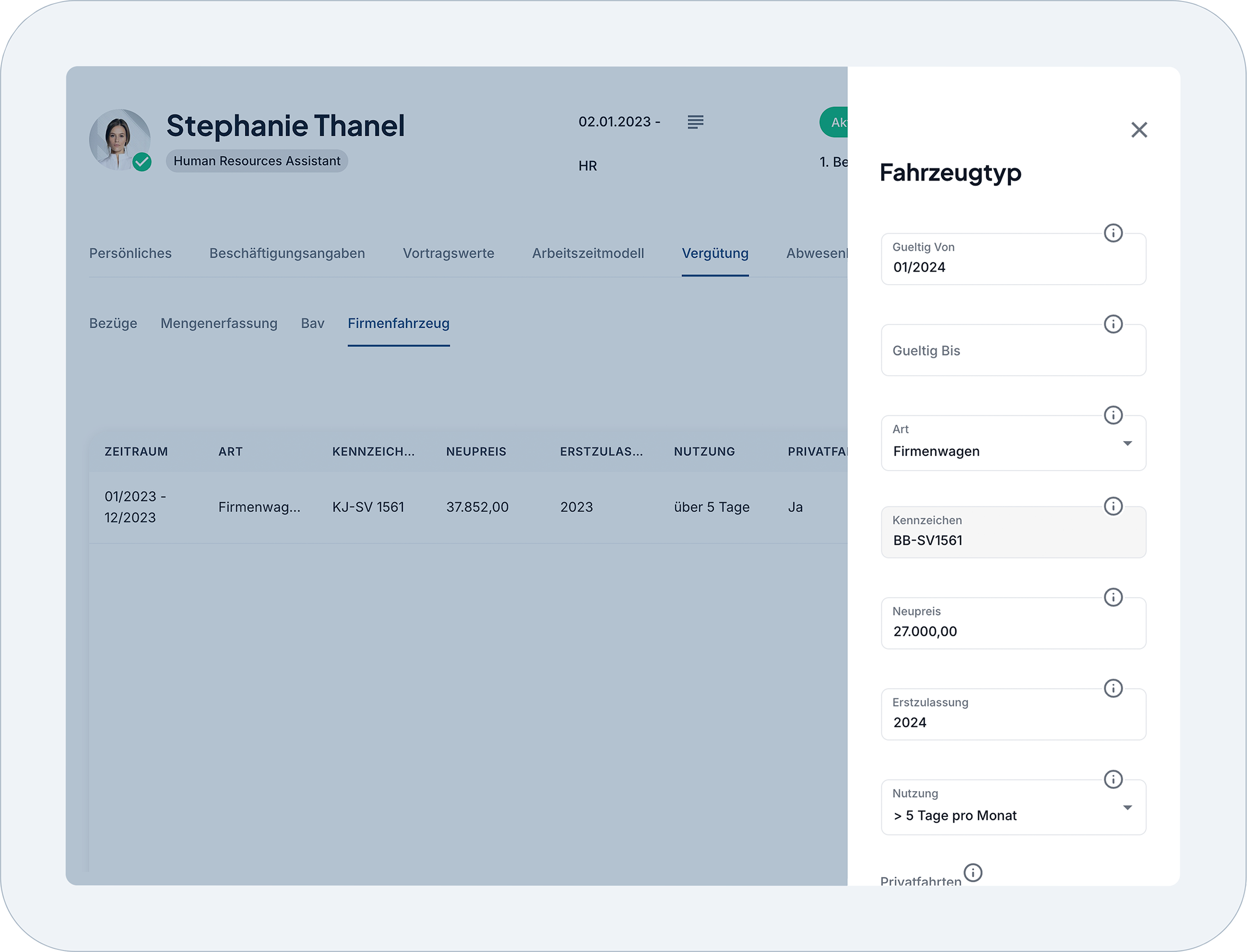 Assistent für Firmenfahrzeuge